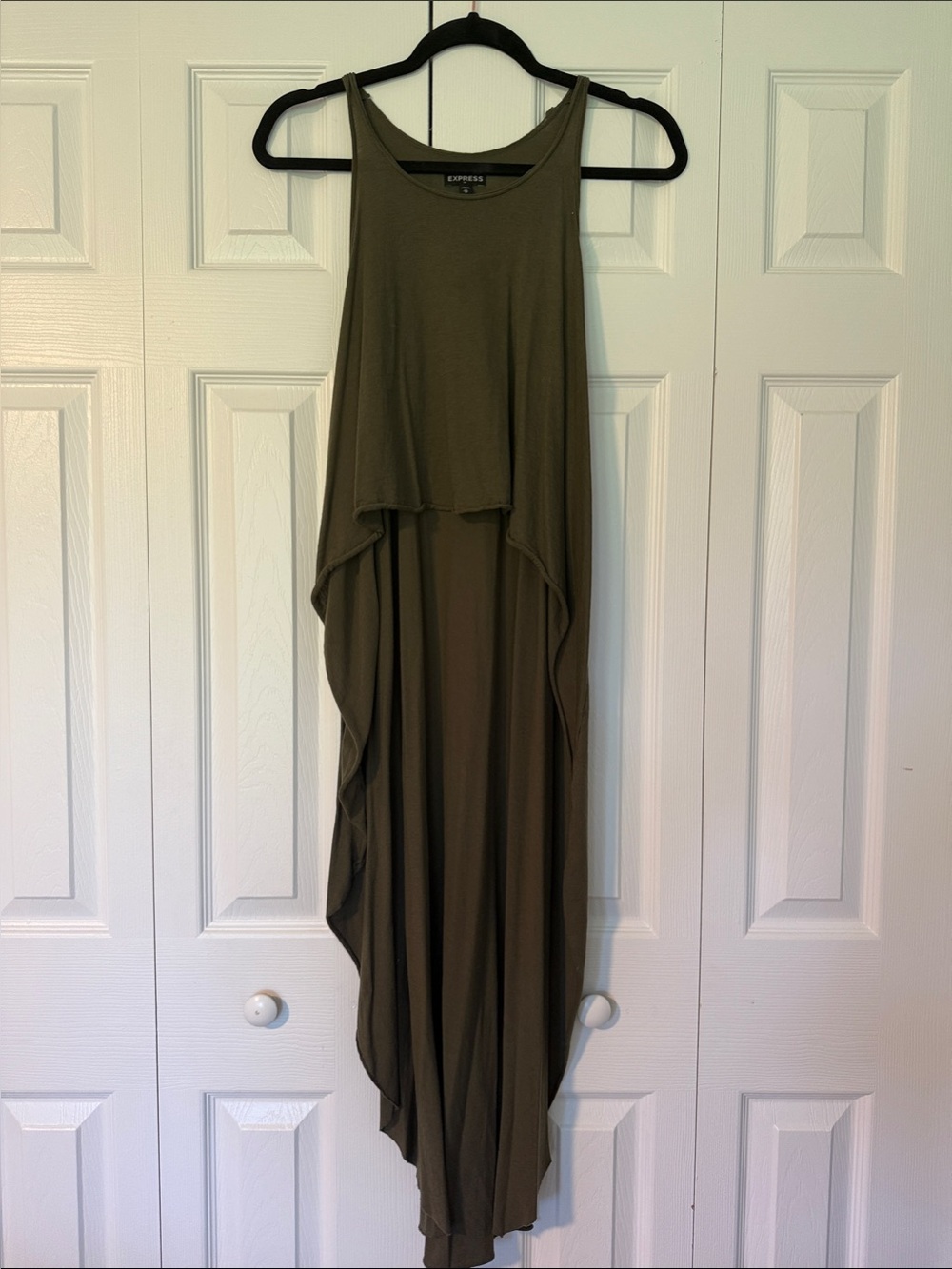Express Olive Asymmetrical Hugh-Low Tank